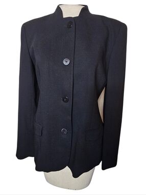 Vintage Giorgio Armani Le Collezioni Blazer Jacket Black Wool Italy Collarless